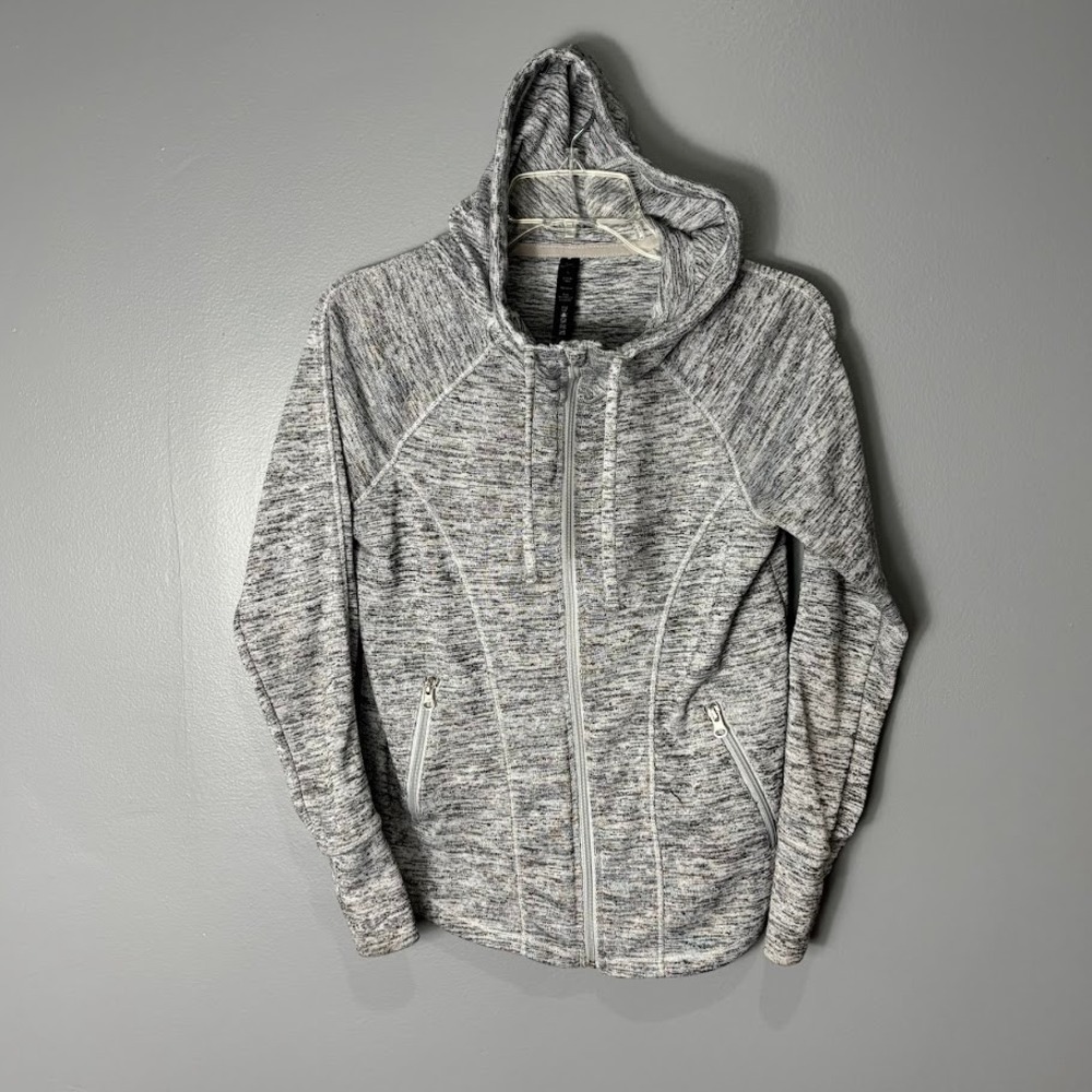 90 Degree by Reflex Womens Space Dye Full Zip Hoodie Grey White Small